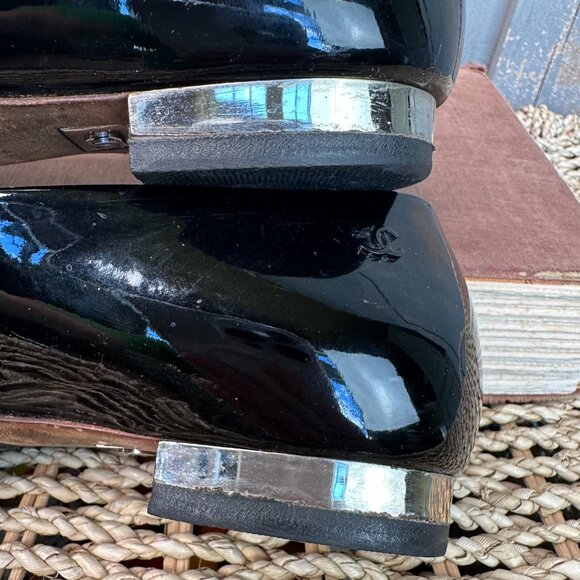 CHANEL Patent Leather Peep Toe Ballet Flats Black Sz IT 36 1/2, US 6 1/2 - Picture 16 of 16